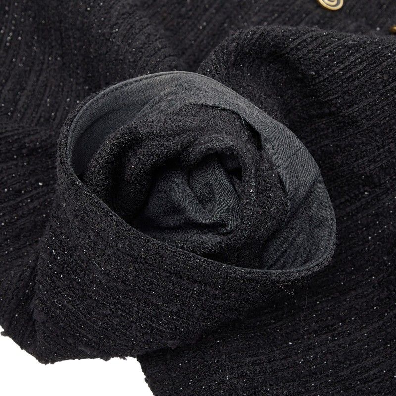 Gucci Interlocking Tweed Lame Combination Dress Black Wool