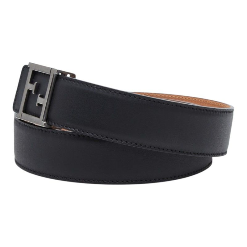 Fendi FF Logo Belt 30 Black Leather