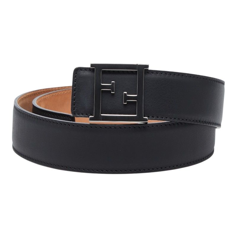 Fendi FF Logo Belt 30 Black Leather