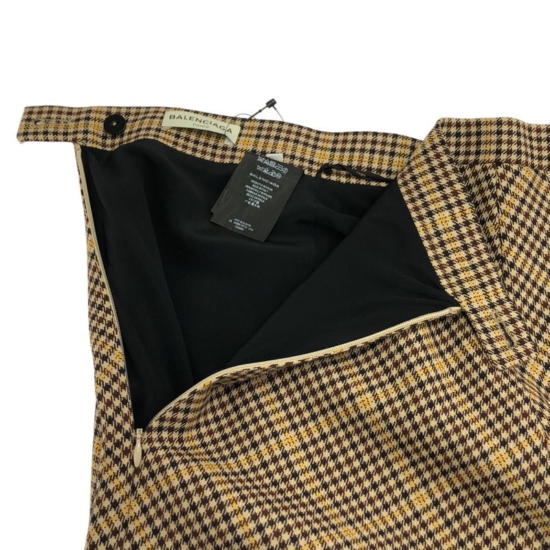 Balenciaga Checked Skirt Brown 34