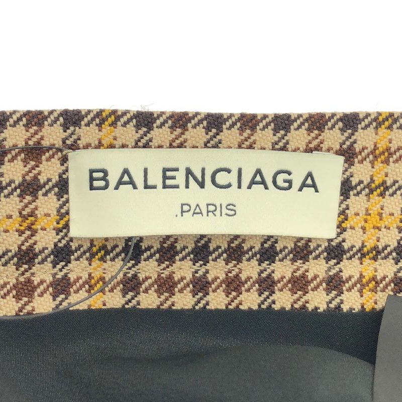 Balenciaga Checked Skirt Brown 34