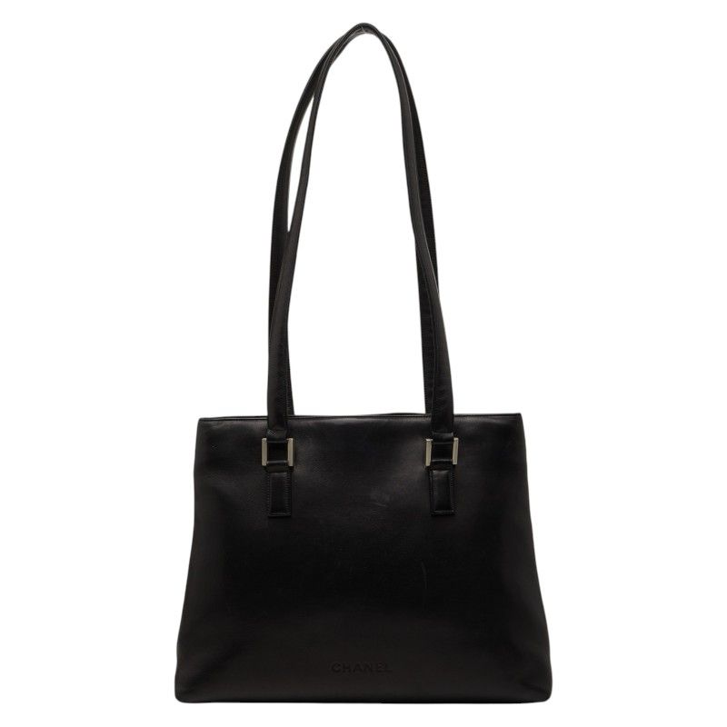 Chanel Tote Shoulder Bag Black Lambskin
