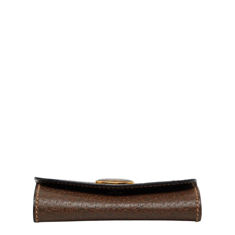 Gucci Vintage Key Case 3 Rows Brown Leather Key Holder