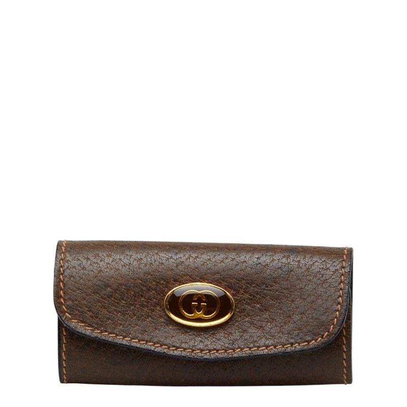 Gucci Vintage Key Case 3 Rows Brown Leather Key Holder