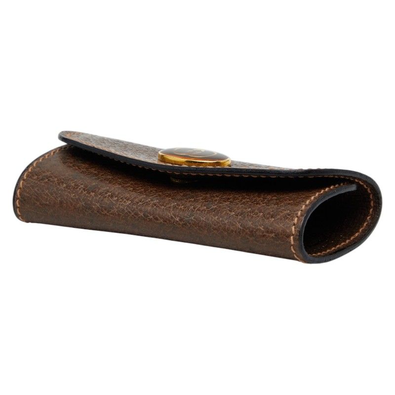 Gucci Vintage Key Case 3 Rows Brown Leather Key Holder