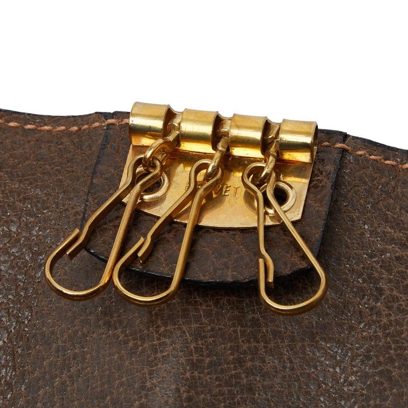Gucci Vintage Key Case 3 Rows Brown Leather Key Holder