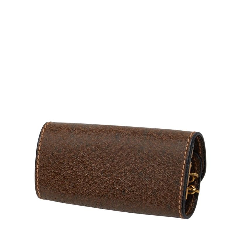 Gucci Vintage Key Case 3 Rows Brown Leather Key Holder