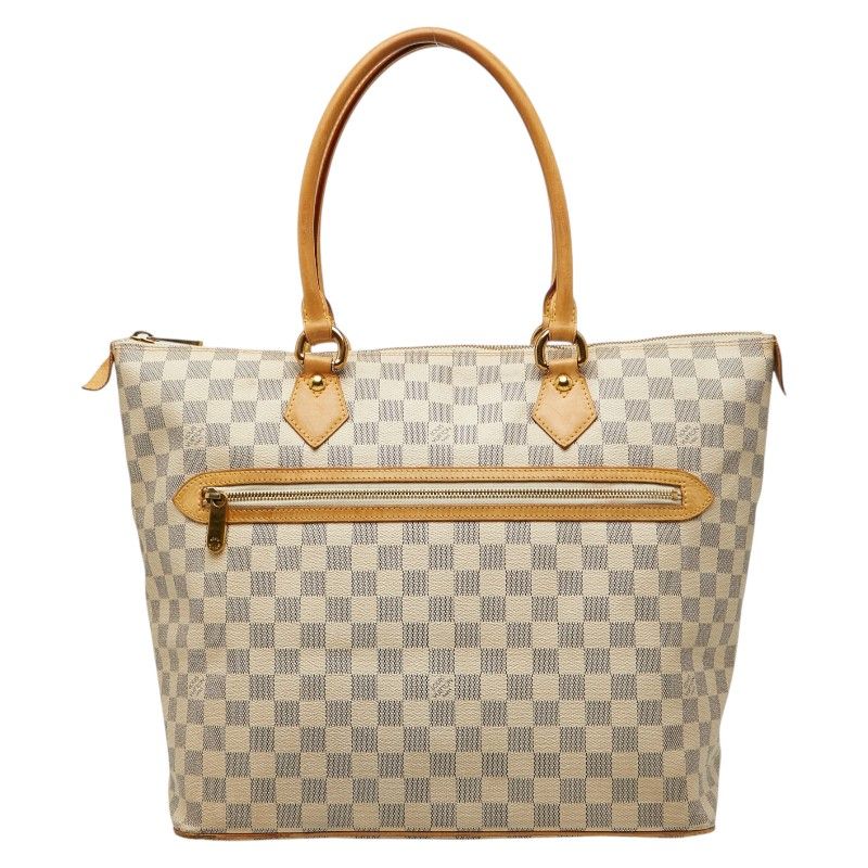Louis Vuitton Damier Azur Saleya GM White Leather Tote