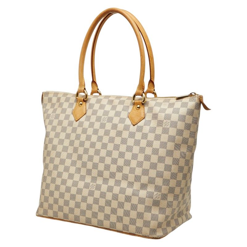 Louis Vuitton Damier Azur Saleya GM White Leather Tote