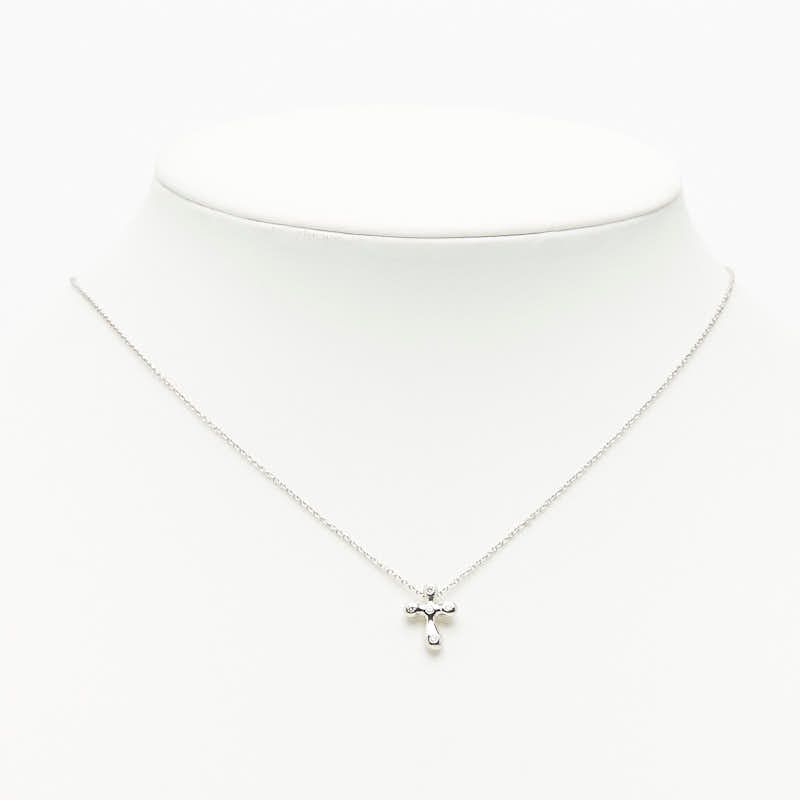 Tiffany & Co Elsa Peretti Small Cross Pendant Necklace Silver Platinum