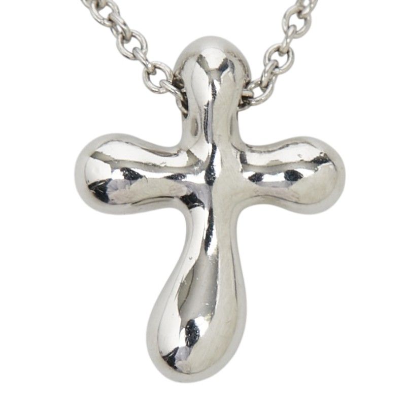 Tiffany & Co Elsa Peretti Small Cross Pendant Necklace Silver Platinum