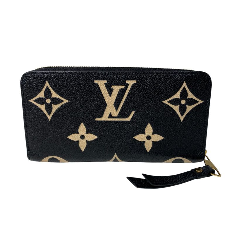 Louis Vuitton Monogram Empreinte Bicolor Zippy Wallet Black Beige