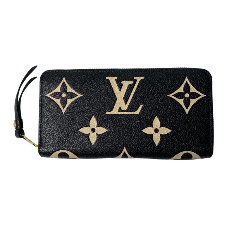 Louis Vuitton Monogram Empreinte Bicolor Zippy Wallet Black Beige