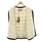 Gucci Coat Tweed GG Button Middle Length Check 38 White