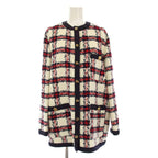 Gucci Coat Tweed GG Button Middle Length Check 38 White