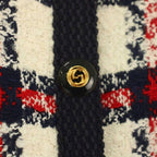 Gucci Coat Tweed GG Button Middle Length Check 38 White