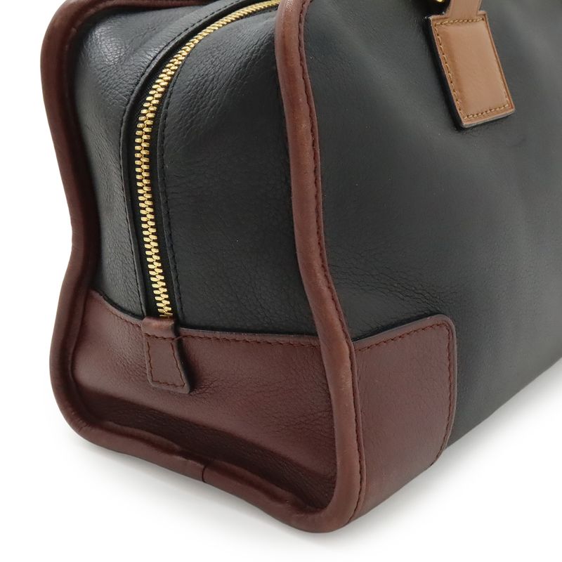 Loewe Amazona 28 Anagram Handbag Mini Boston Tricolor Lucara 3 Black Brown Wine Red