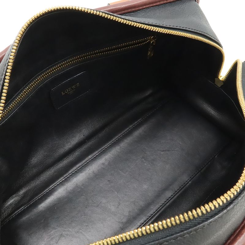 Loewe Amazona 28 Anagram Handbag Mini Boston Tricolor Lucara 3 Black Brown Wine Red