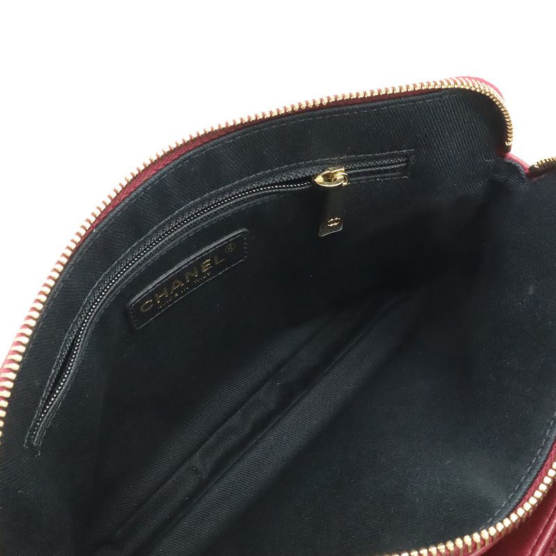 Chanel Quilted CC Logo Shoulder Bag Chain Enamel Patent Red Pink