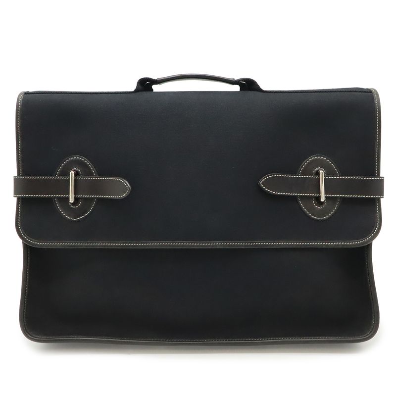 Hermes Buenaventura MM Business Briefcase Document Purse Handbag Toile
