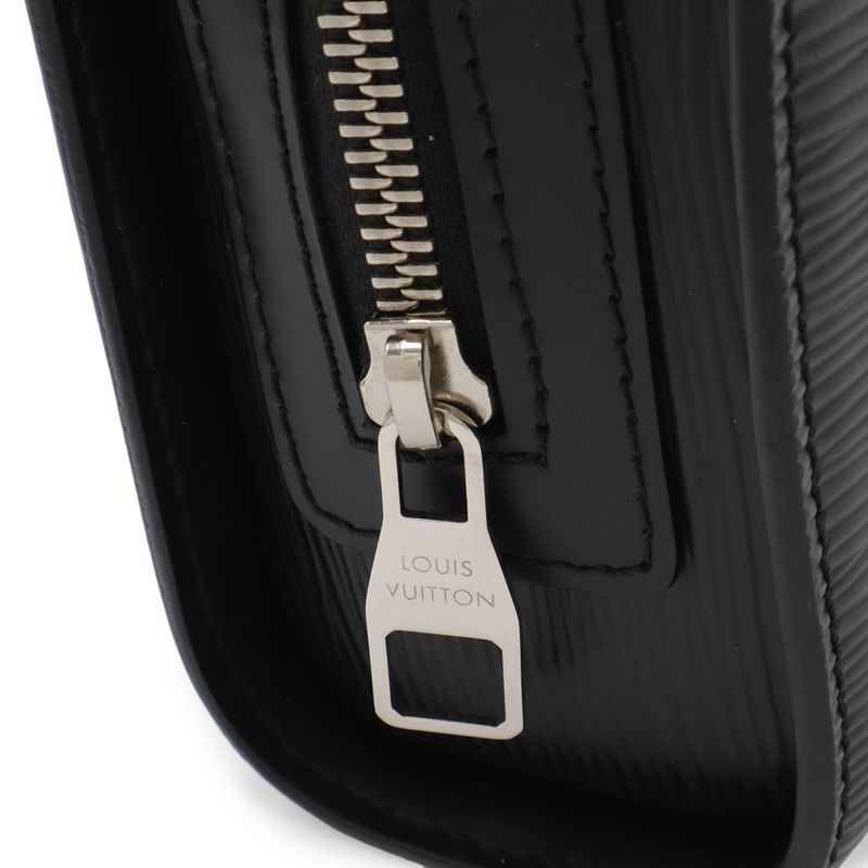 Louis Vuitton Epi Hoche Clutch Leather Noir Black Silver