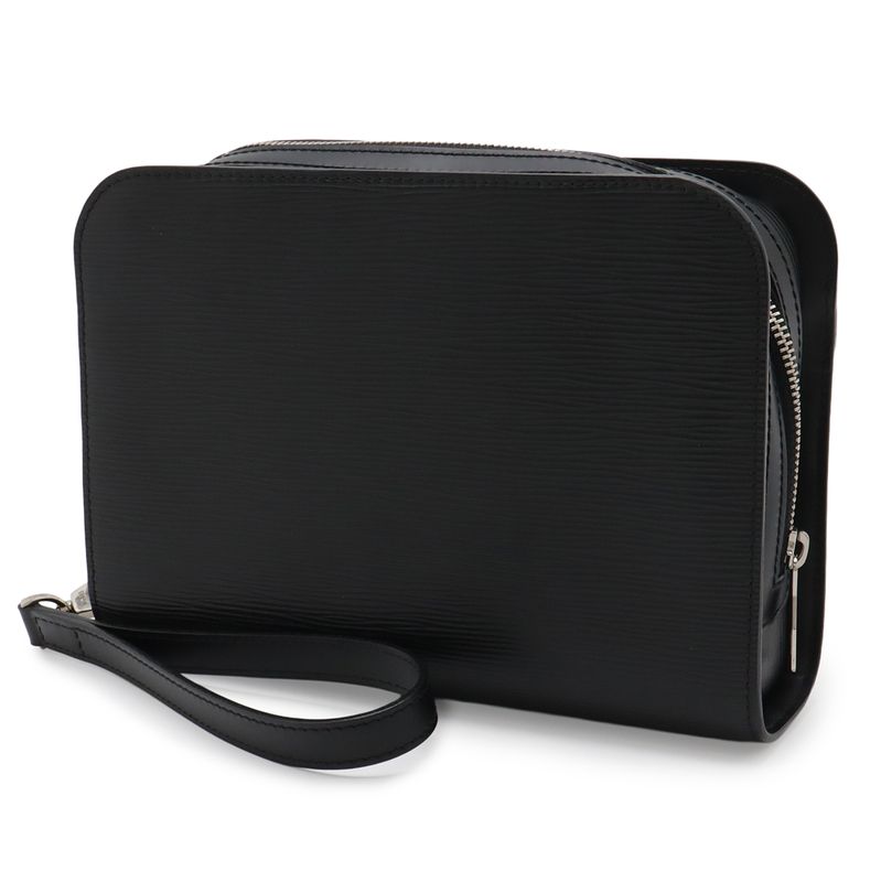 Louis Vuitton Epi Hoche Clutch Leather Noir Black Silver