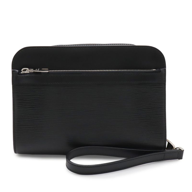 Louis Vuitton Epi Hoche Clutch Leather Noir Black Silver
