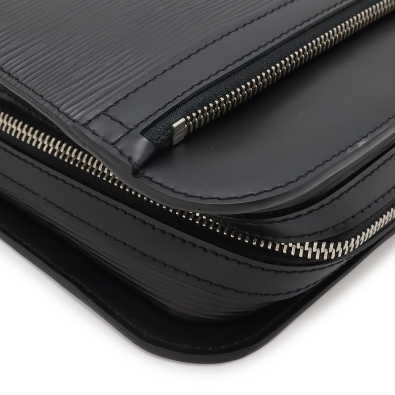 Louis Vuitton Epi Hoche Clutch Leather Noir Black Silver