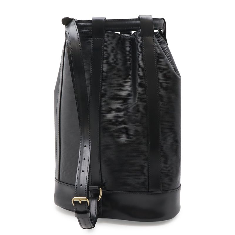 Louis Vuitton Epi Randonnee PM Shoulder Bag Drawstring Leather Noir Black