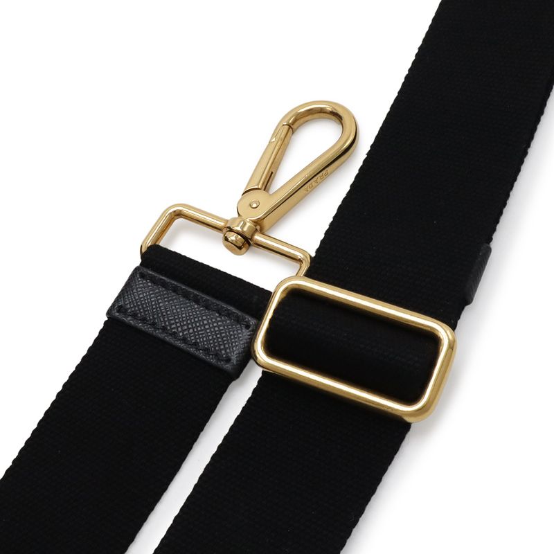 Prada Canapa 2-Way Shoulder Bag Crossbody Canvas Nero Black Gold