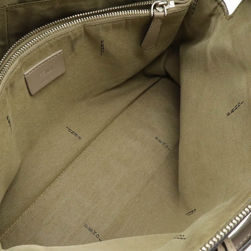 Fendi by the Way Large 2-Way Shoulder Bag Leather Grey Silver Greige