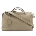 Fendi by the Way Large 2-Way Shoulder Bag Leather Grey Silver Greige