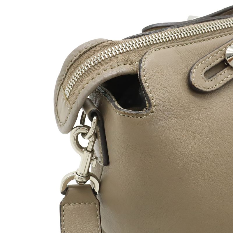 Fendi by the Way Large 2-Way Shoulder Bag Leather Grey Silver Greige