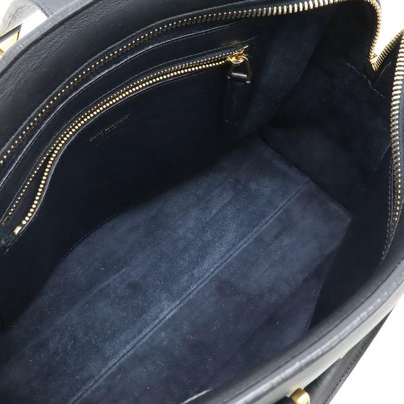 Saint Laurent Paris YSL Yves Monogram Cabas Handbag 2-Way Dark Navy