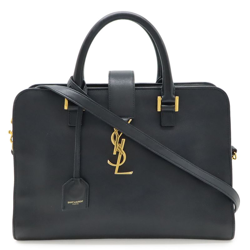 Saint Laurent Paris YSL Yves Monogram Cabas Handbag 2-Way Dark Navy