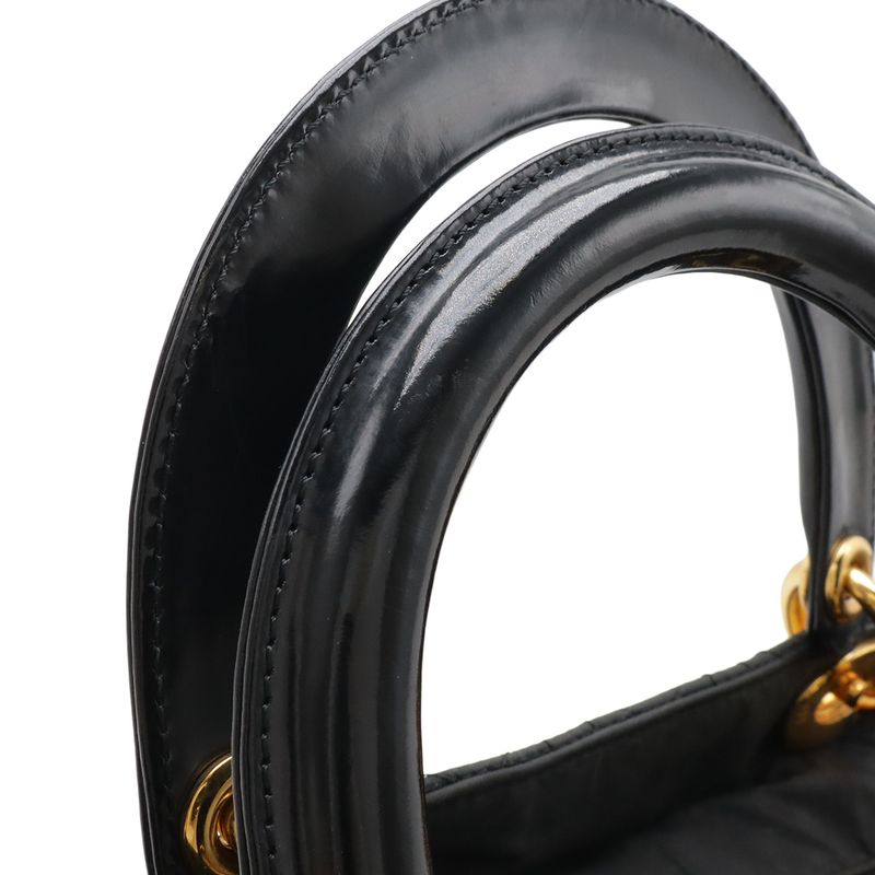 Dior Cannage Tote Nylon Patent Black