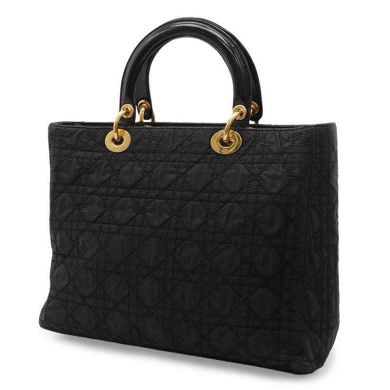 Dior Cannage Tote Nylon Patent Black