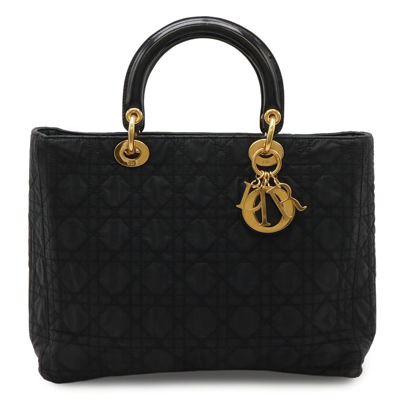 Dior Cannage Tote Nylon Patent Black