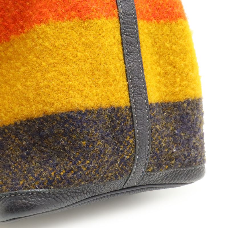 Hermes Garden Party PM Tote Cover Leather Orange Yellow Navy Silver
