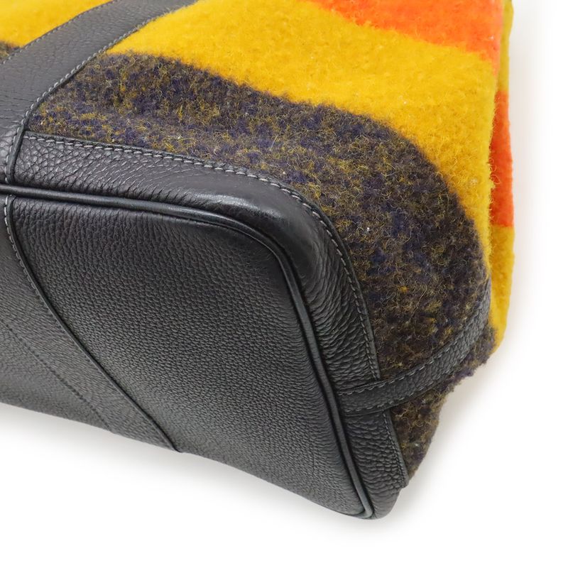 Hermes Garden Party PM Tote Cover Leather Orange Yellow Navy Silver