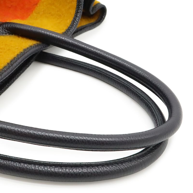 Hermes Garden Party PM Tote Cover Leather Orange Yellow Navy Silver