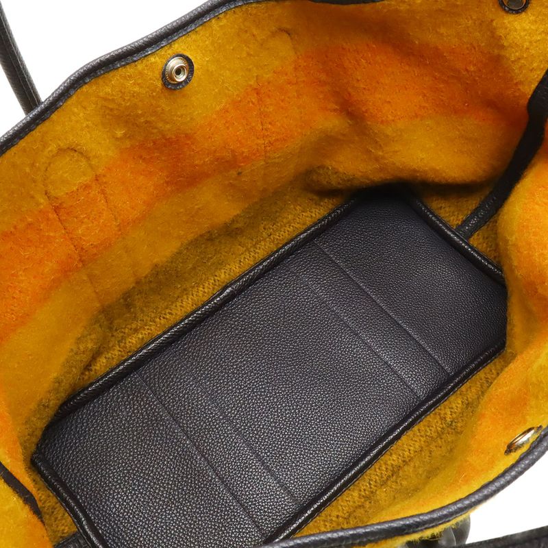 Hermes Garden Party PM Tote Cover Leather Orange Yellow Navy Silver