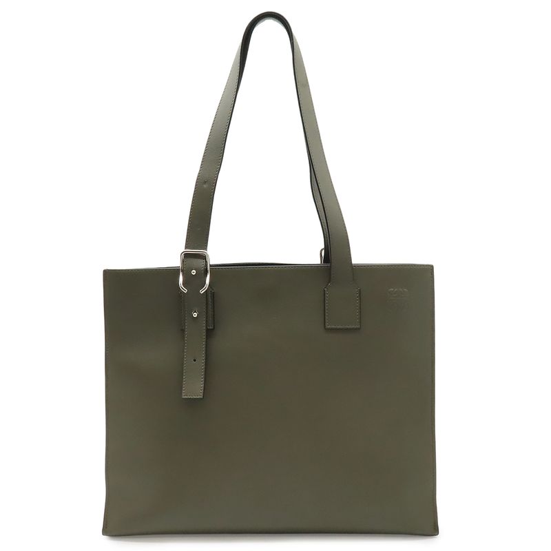 Loewe Anagram Buckle Horizontal Tote Shoulder Bag Semi Leather