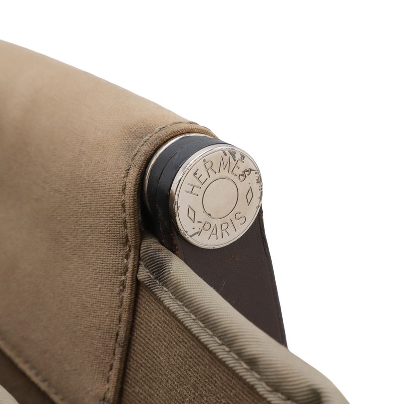 Hermes Kaback PM Tote 2-Way Shoulder Bag Toile Officier Mocha Beige