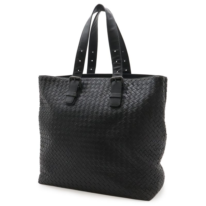 Bottega Veneta Intrecciato Tote Shoulder Bag Leather Black