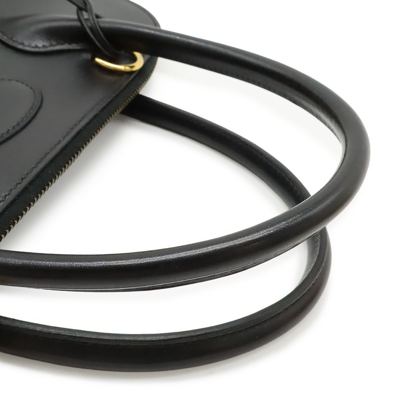 Hermes Bolide 31 2-Way Shoulder Bag Box Calf Leather Black Gold