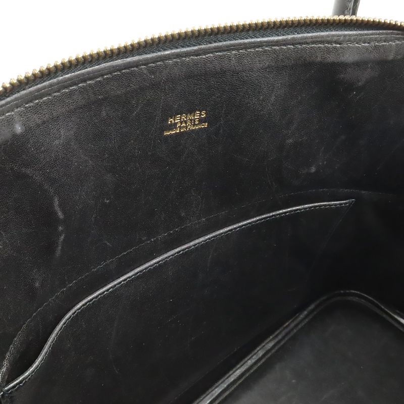 Hermes Bolide 31 2-Way Shoulder Bag Box Calf Leather Black Gold