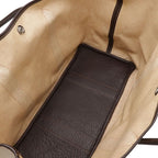 Hermes Garden Party MM Tote Shoulder Toile Ash Leather Beige Dark Brown