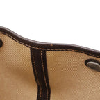 Hermes Garden Party MM Tote Shoulder Toile Ash Leather Beige Dark Brown