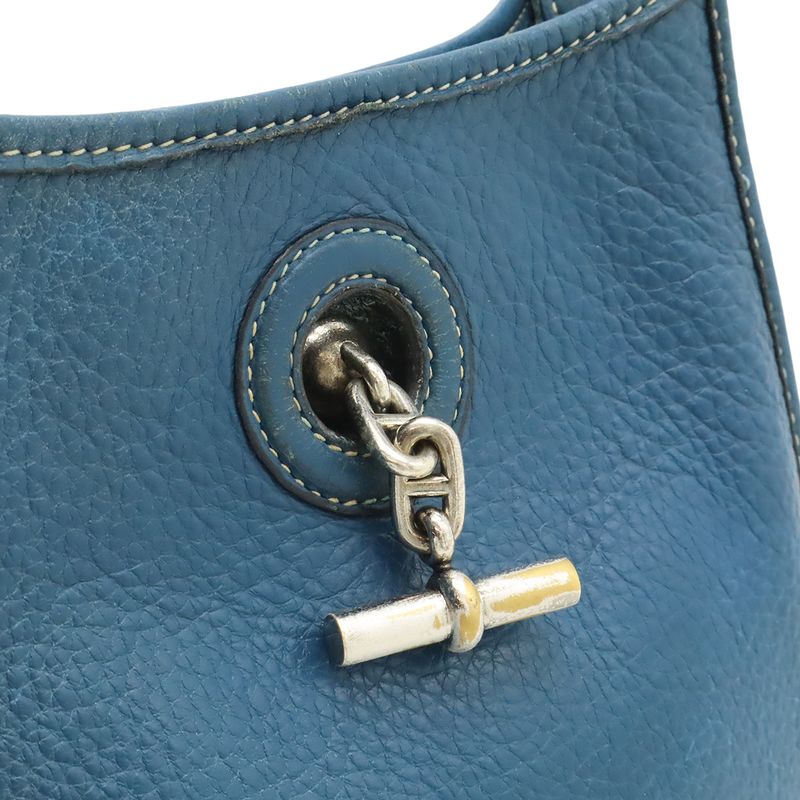Hermes Vespa TPM Shoulder Bag Pochette Crossbody Togo Leather Blue Silver